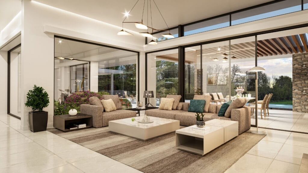 Contemporary luxury living room interior by Realistic 3D