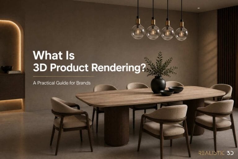 Luxury dining set showcasing premium 3D product rendering for modern furniture brands.